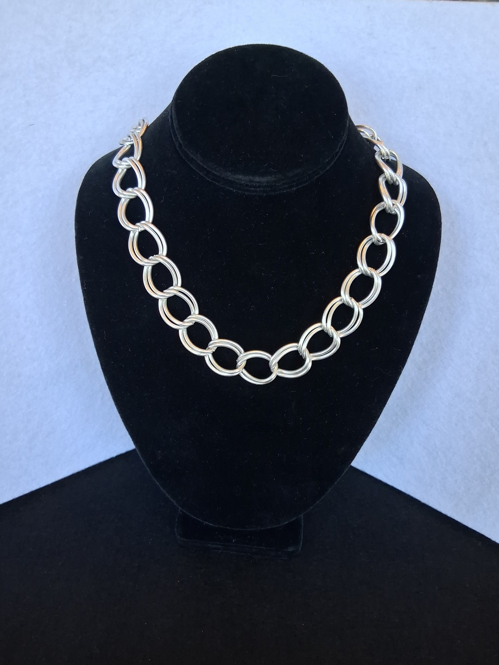 Silver Tone Double Link Chain Necklace - Elegant Women’s Jewelry
